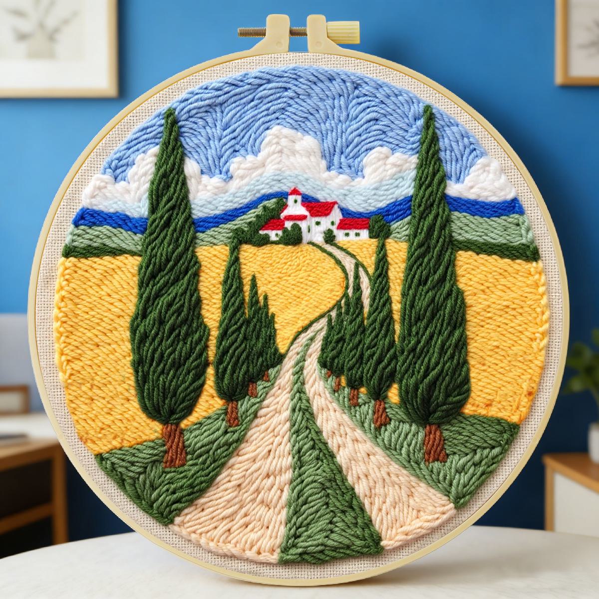 Sewing Textile Art - 20X20CM/7.87inch Field Punch Needle Embroidery Set