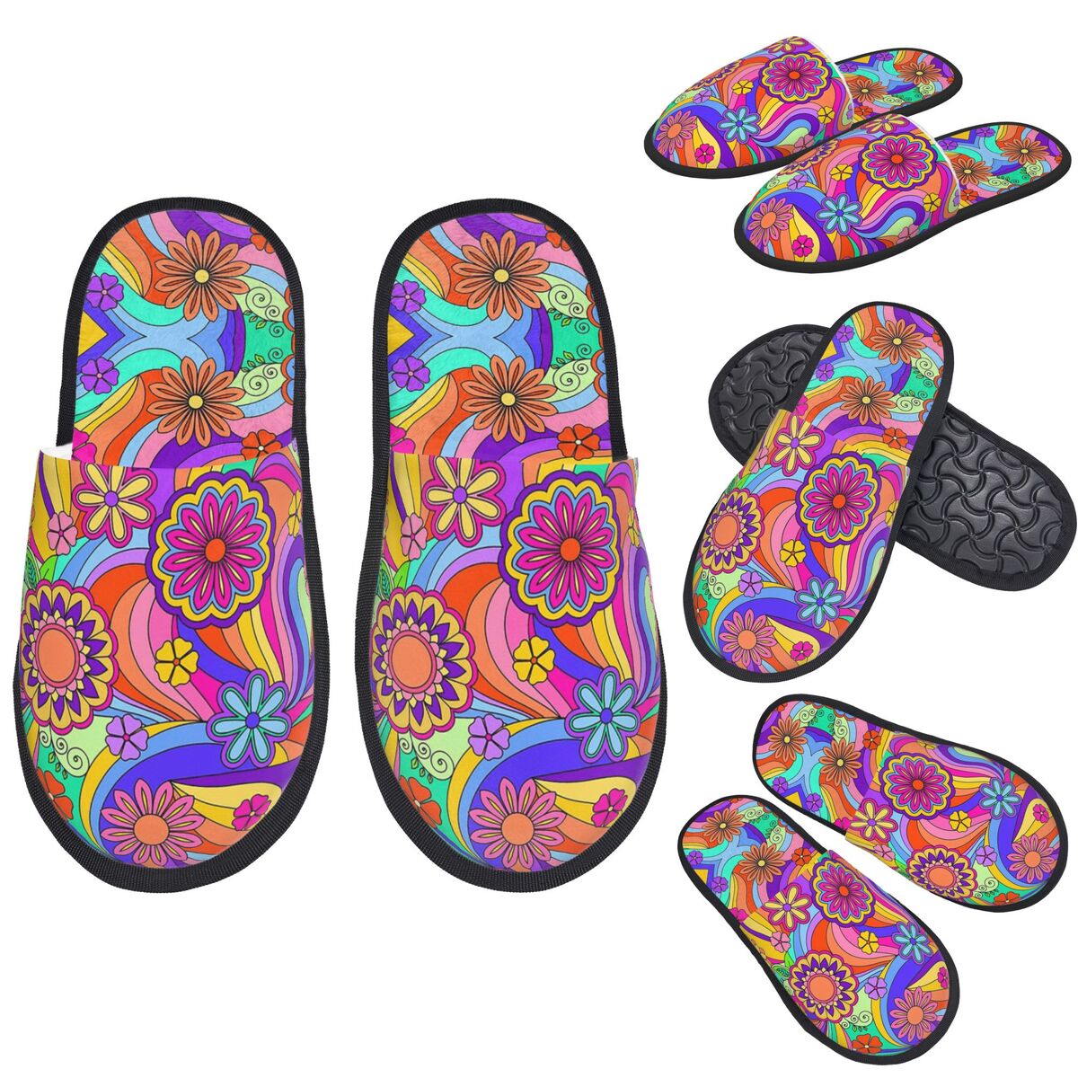 Sewing Custom - Custom Groovy Psychedelic Flower Power Slippers