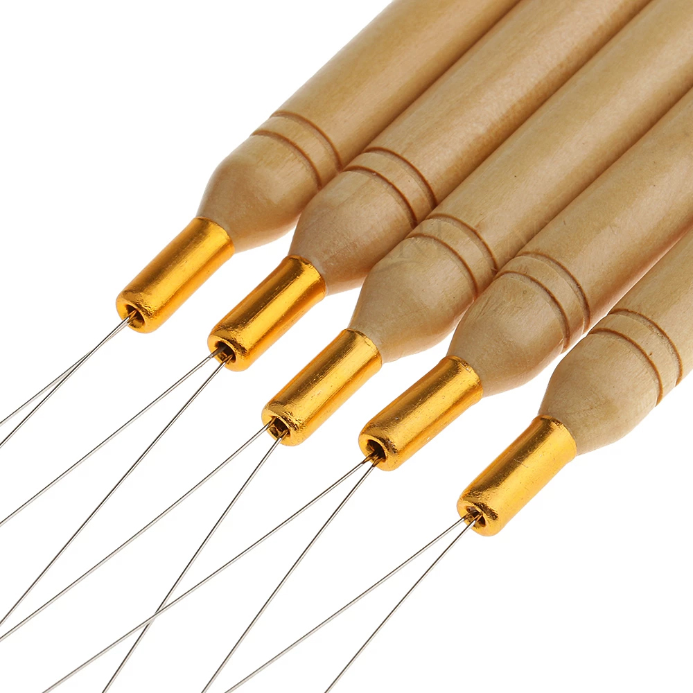 Needle Threader Tool - ARLANY Wooden Handle Hair Loop Tool