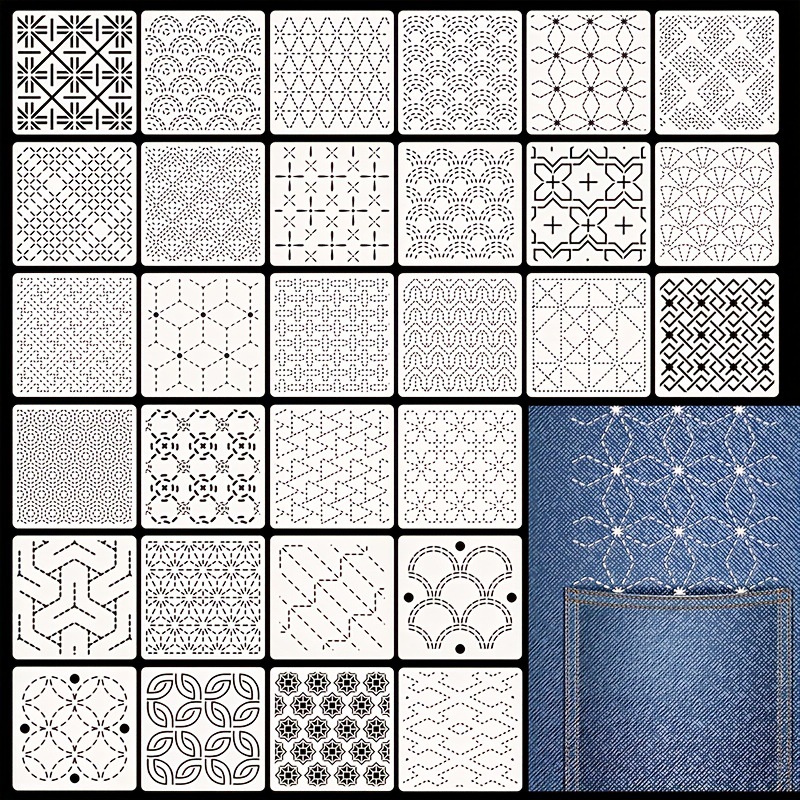 Sewing Custom - 30Pcs Embroidery Templates DIY Embroidery Patterns